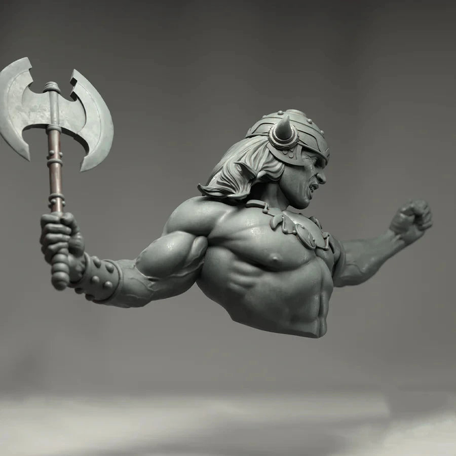 1/10 Horned Warrior, Resin Model Bust Kit, Fantasy Theme, Unassembled and Unpainted