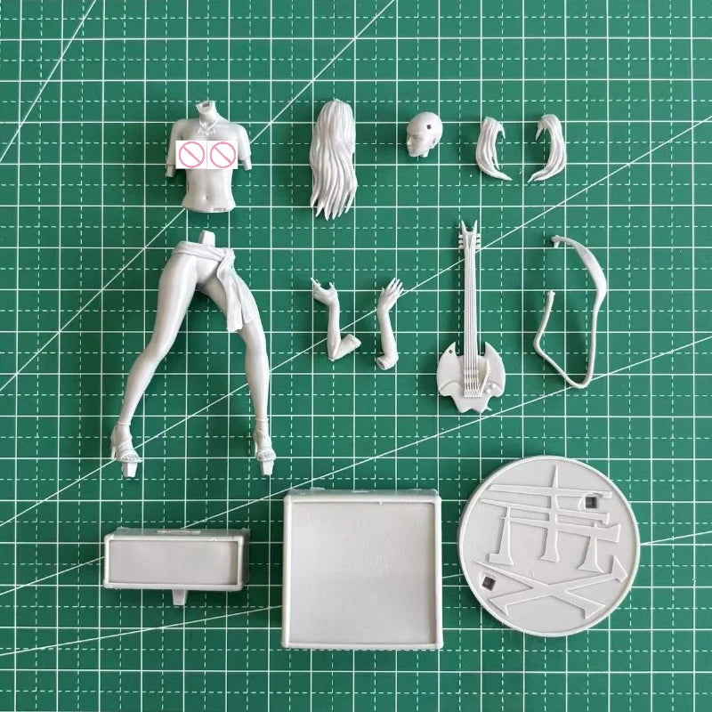 1/24 Female Rock Guitarist, Resin Model Figure Kit, Anime Theme, Unassembled and Unpainted