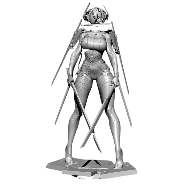 80mm Sci-Fi Female Warrior, Resin Model Figure Kit, Anime Theme, Unassembled and Unpainted