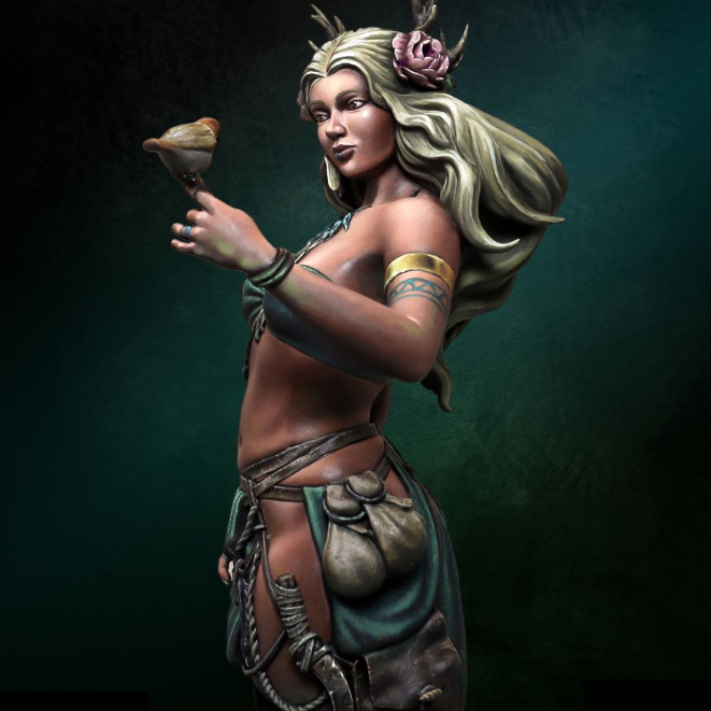 1/10 Female Elf Warrior with Bird Companion, Resin Model Figure Kit, Fantasy Theme, Unassembled and Unpainted