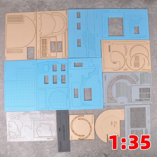 1/35 Modern Ruined German Bank Urban Ruins, Resin Model Diorama Kit, Unassembled and Unpainted