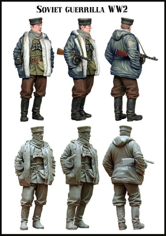 1/35 WWII Soviet Guerrilla Fighters, 6 Figures, Resin Model Figure Kit, Unassembled and Unpainted