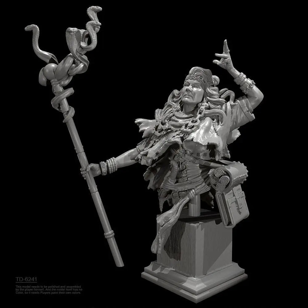 70mm Female Warrior & Mage, 3 Figures, Resin Model Figure Kit, Fantasy Theme, Unassembled and Unpainted
