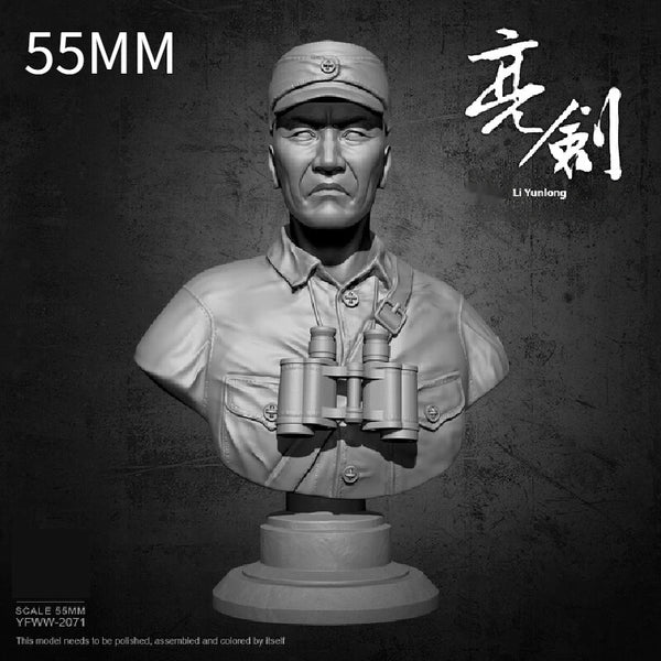 55mm WWII Japanese Officer, Resin Model Bust Kit, Unassembled and Unpainted