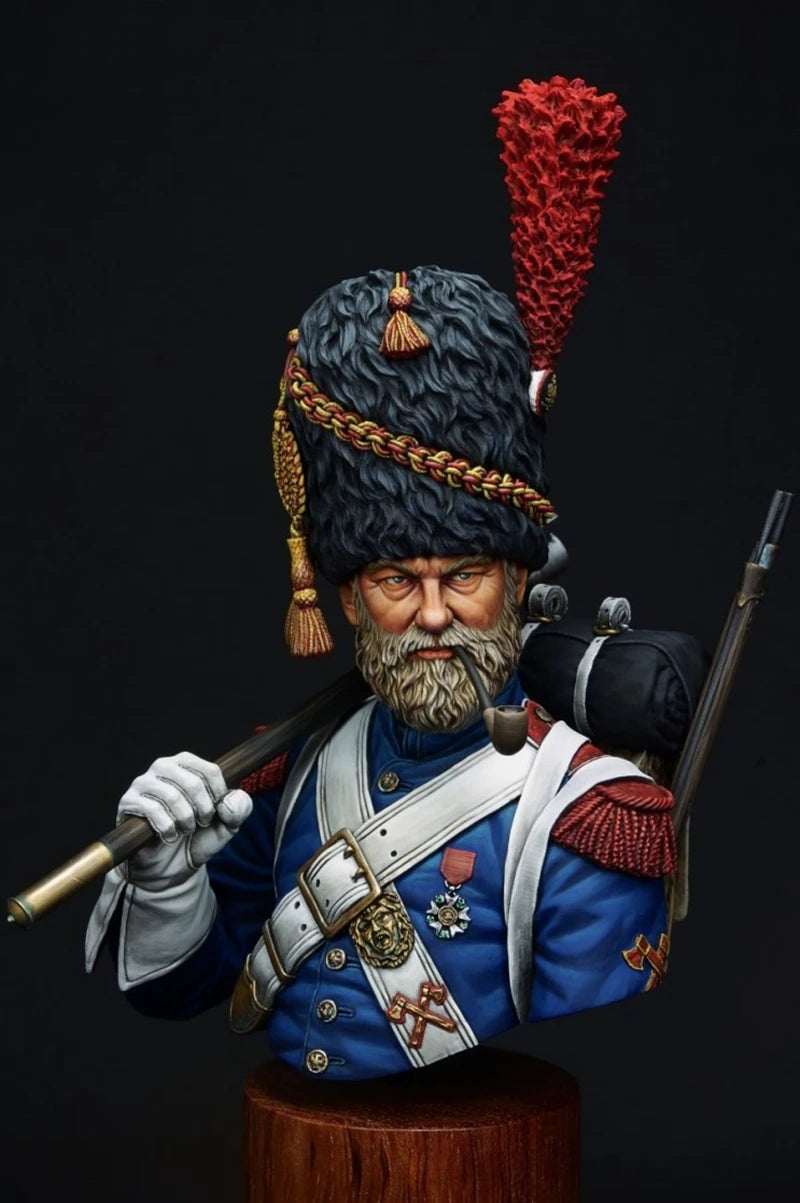 1/10 Napoleonic French Guards Officer, Resin Model Bust Kit, Unassembled and Unpainted