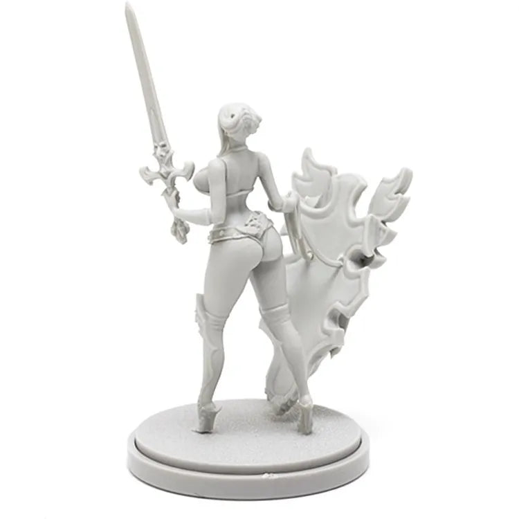 30mm Elven Warrior with Winged Back Plate, Resin Model Figure Kit, Fantasy Theme, Unassembled and Unpainted