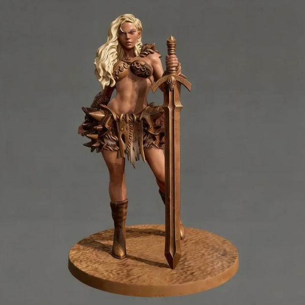 70mm Female Barbarian, Resin Model Figure Kit, Fantasy Theme, Unassembled and Unpainted