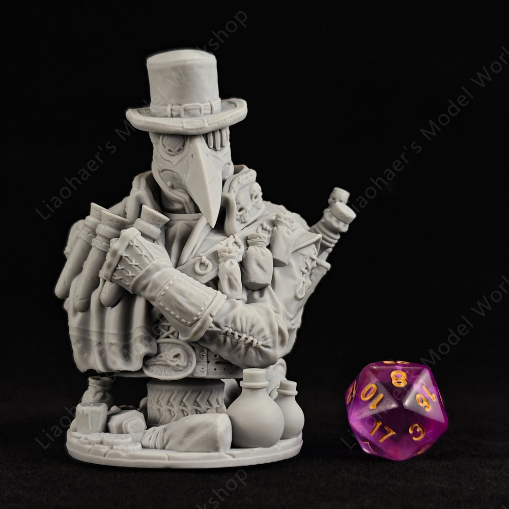 1/10 Plague Doctor, Resin Model Bust Kit, Fantasy Theme, Unassembled and Unpainted