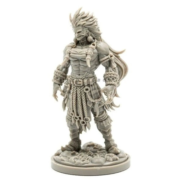 38mm Barbarian Woman with Long Hair and Fringe Skirt, Resin Model Figure Kit, Fantasy Theme, Unassembled and Unpainted