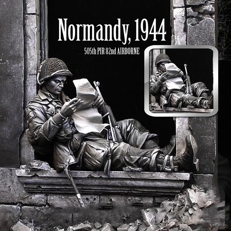75mm WWII American Paratrooper, Resin Model Figure Kit, Unassembled and Unpainted