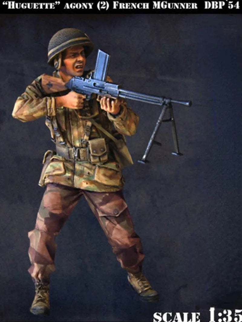 1/35 WWII French Machine Gunner, Resin Model Figure Kit, Unassembled and Unpainted