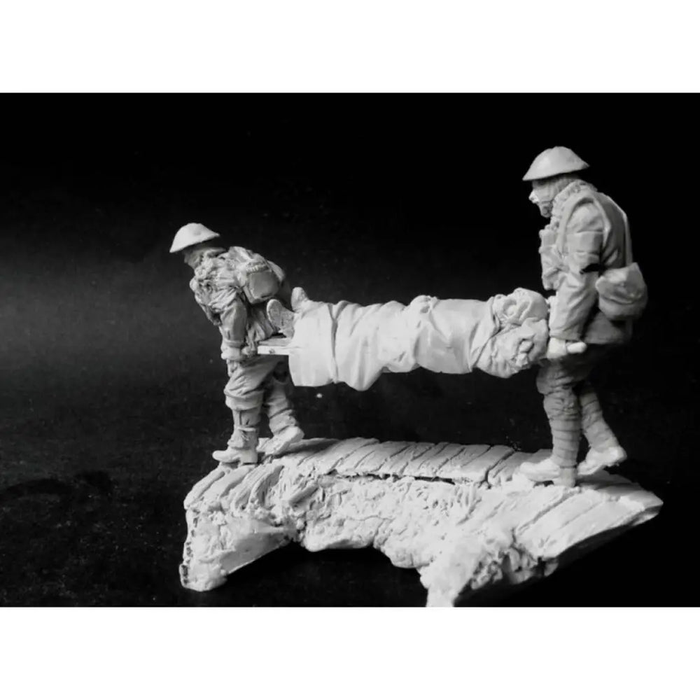 54mm WWI Soldiers with Stretcher, 2 Figures, Resin Model Figure Kit, Unassembled and Unpainted