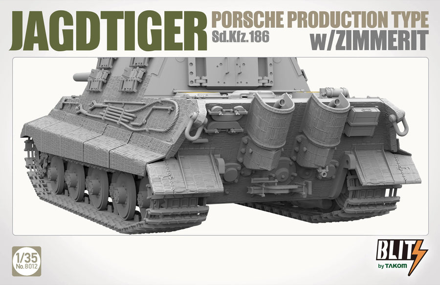 TAKOM 8012 1/35 Jagdtiger Sd.Kfz. 186 Porsche Production Type W/Zimmerit Scale Model Kit