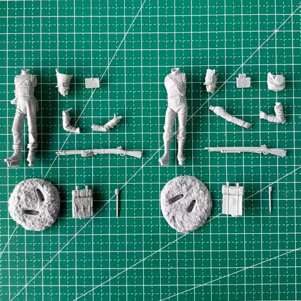 54mm Napoleonic Infantry Soldiers, 2 Figures, Resin Model Figure Kit, Unassembled and Unpainted
