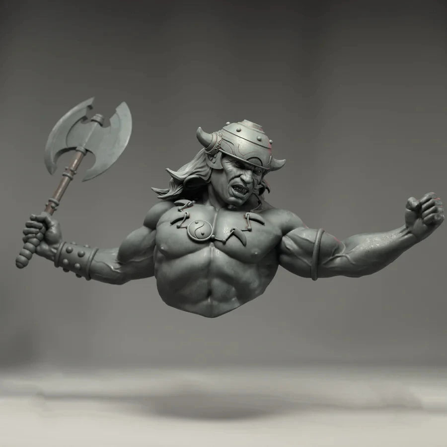 1/10 Horned Warrior, Resin Model Bust Kit, Fantasy Theme, Unassembled and Unpainted