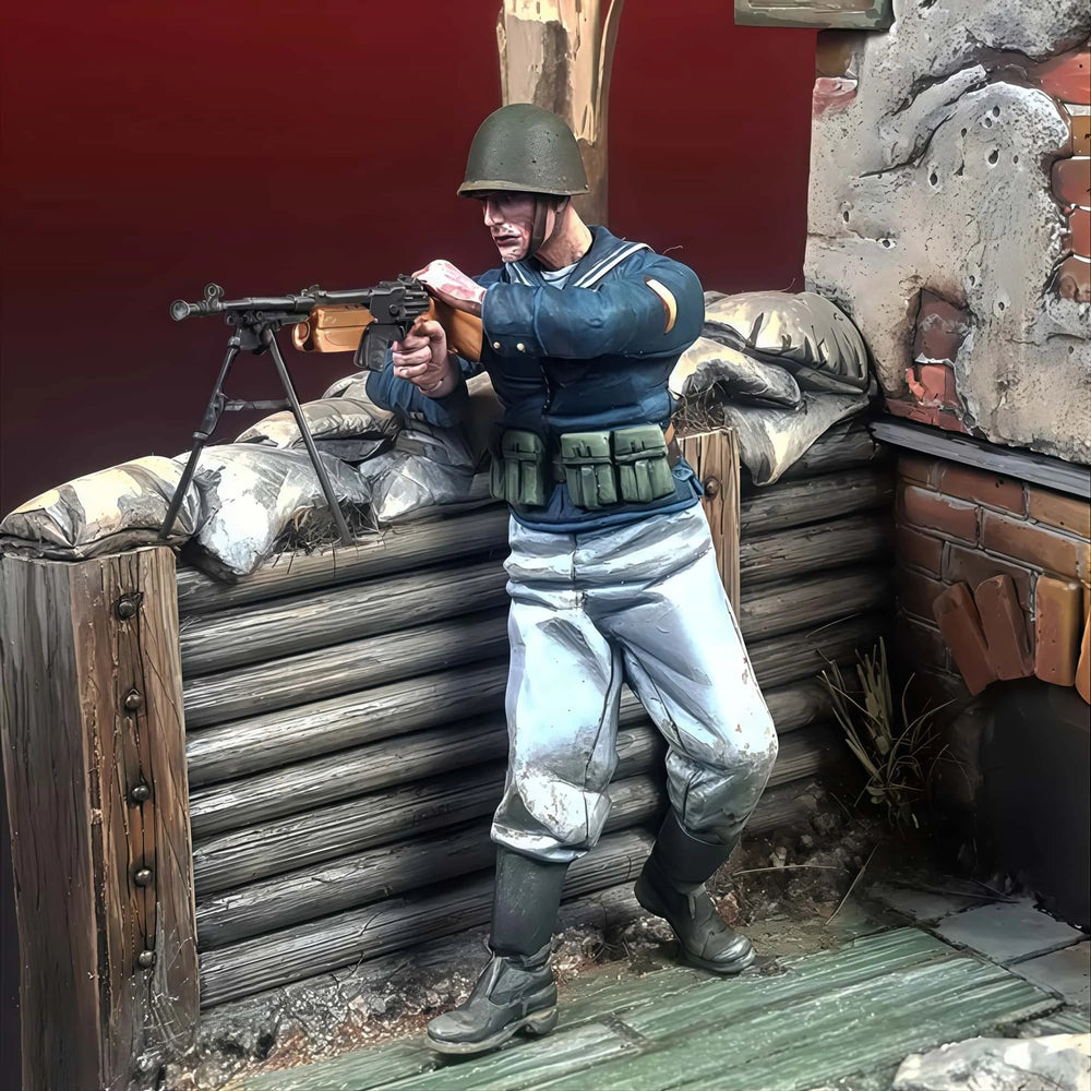 1/35 WWI Trench Fortification Scene, 2 Figures, Resin Model Diorama Kit, Unassembled and Unpainted