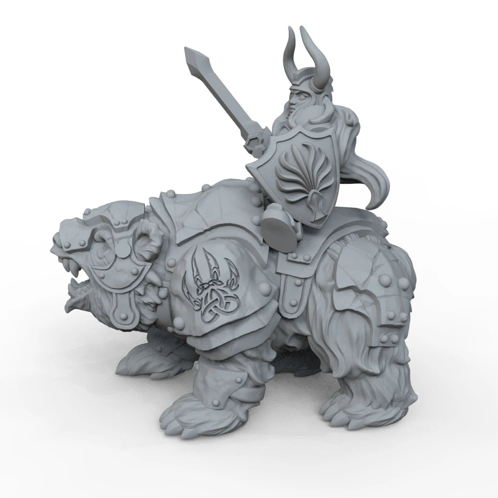 55mm Medieval Fantasy Armored Dwarves on Beasts, 2 Figures, Resin Model Figure Kit, Unassembled and Unpainted