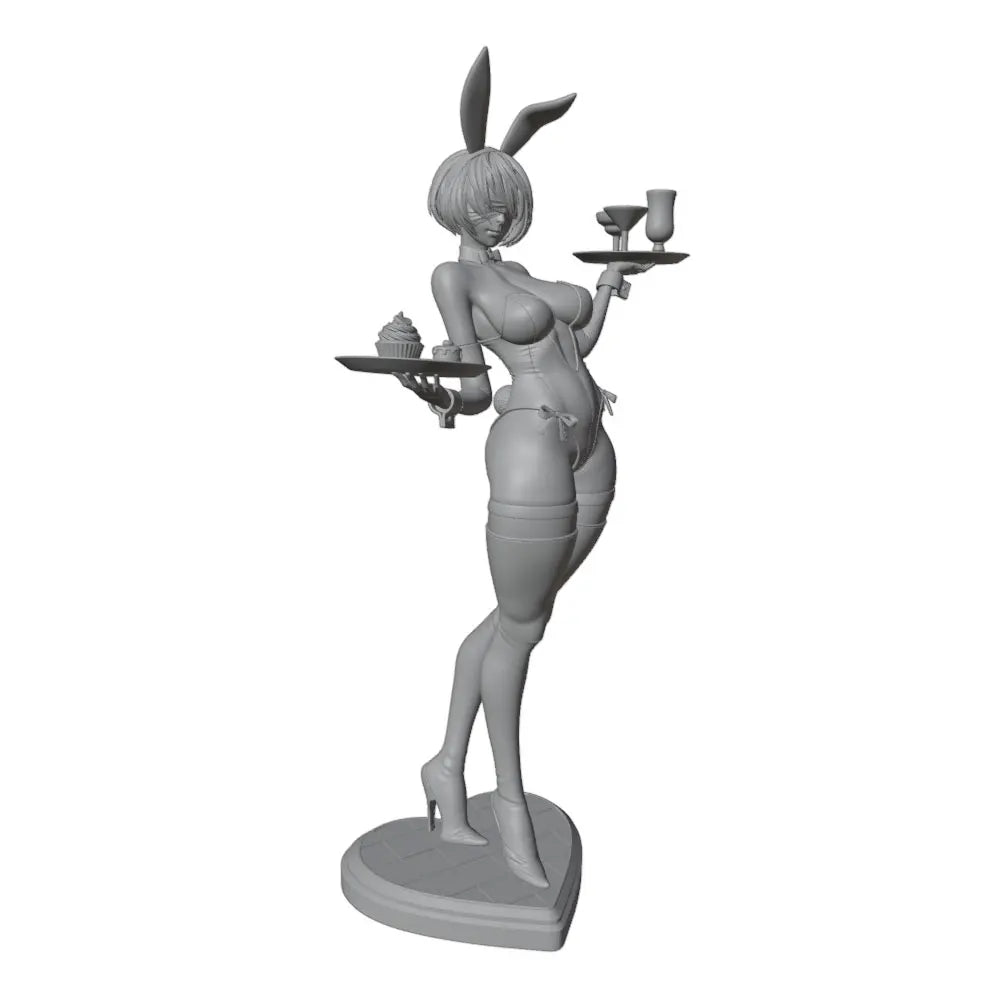 1/24 Bunny Waitress with Serving Trays, Resin Model Figure Kit, Anime Theme, Unassembled and Unpainted