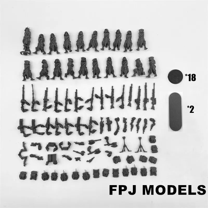 28mm Scavenger Rangers, 25 Figures, Resin Model Figure Kit, Sci-Fi Theme, Unassembled and Unpainted