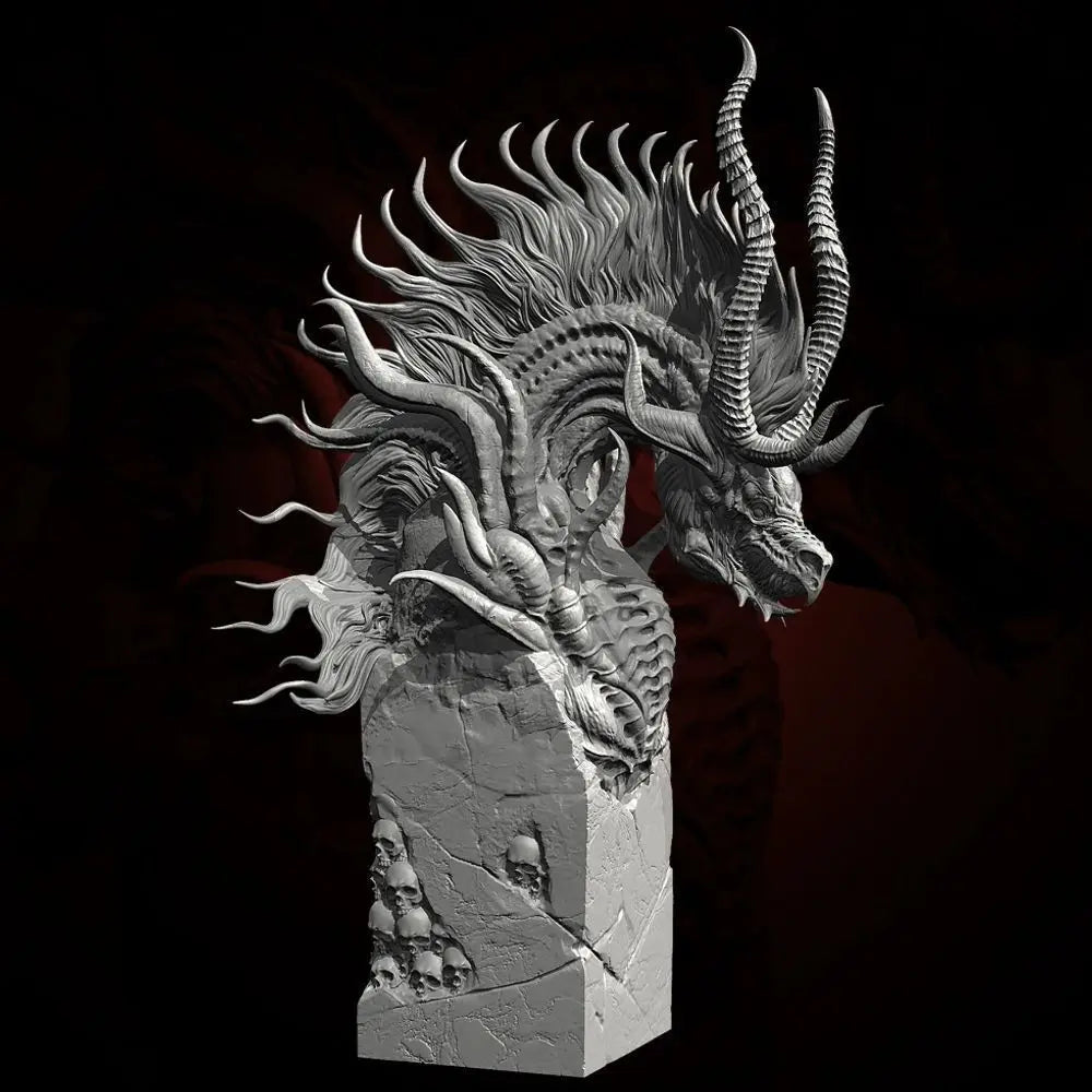 100mm Dragon Warrior Demon, Resin Model Bust Kit, Fantasy Theme, Unassembled and Unpainted