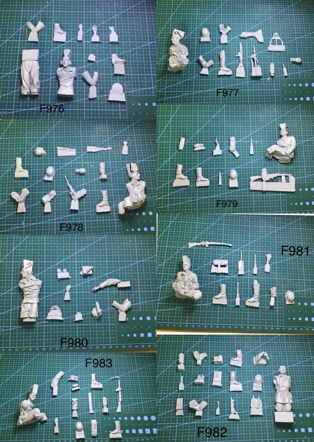 1/16 WWII German Infantry Advancing with Rifles, 8 Figures, Resin Model Figure Kit, Unassembled and Unpainted