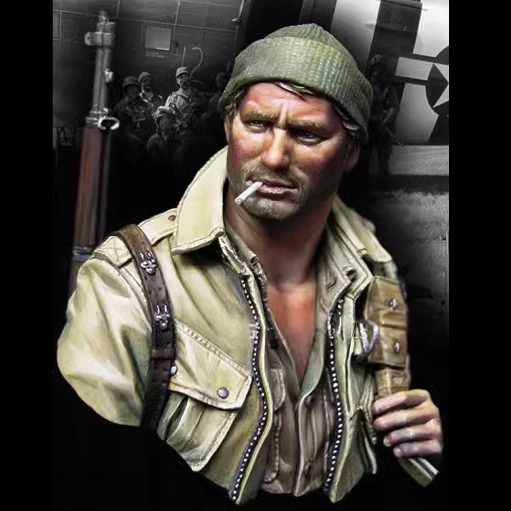 1/10 WWII US Paratrooper 17th Airborne, Resin Model Bust Kit, Unassembled and Unpainted