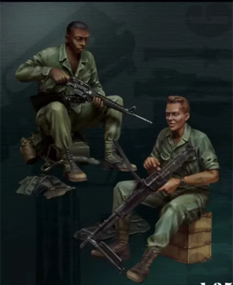 1/35 Vietnam War US Army Machine Gun Team, 2 Figures, Resin Model Figure Kit, Unassembled and Unpainted