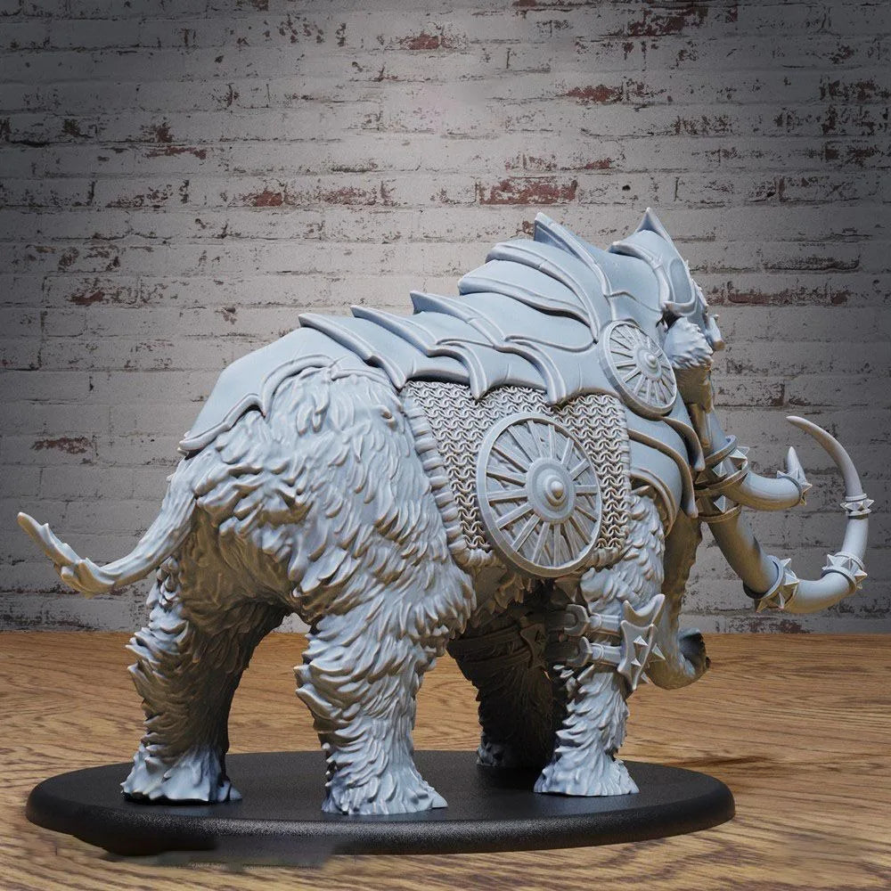 100mm Mammoth, 2 Figures, Resin Model Creature Kit, Wildlife Theme, Unassembled and Unpainted