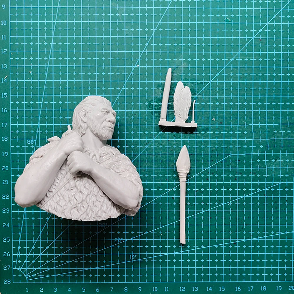 1/10 Medieval Feathered Barbarian Warrior with Axe, Resin Model Bust Kit, Unassembled and Unpainted