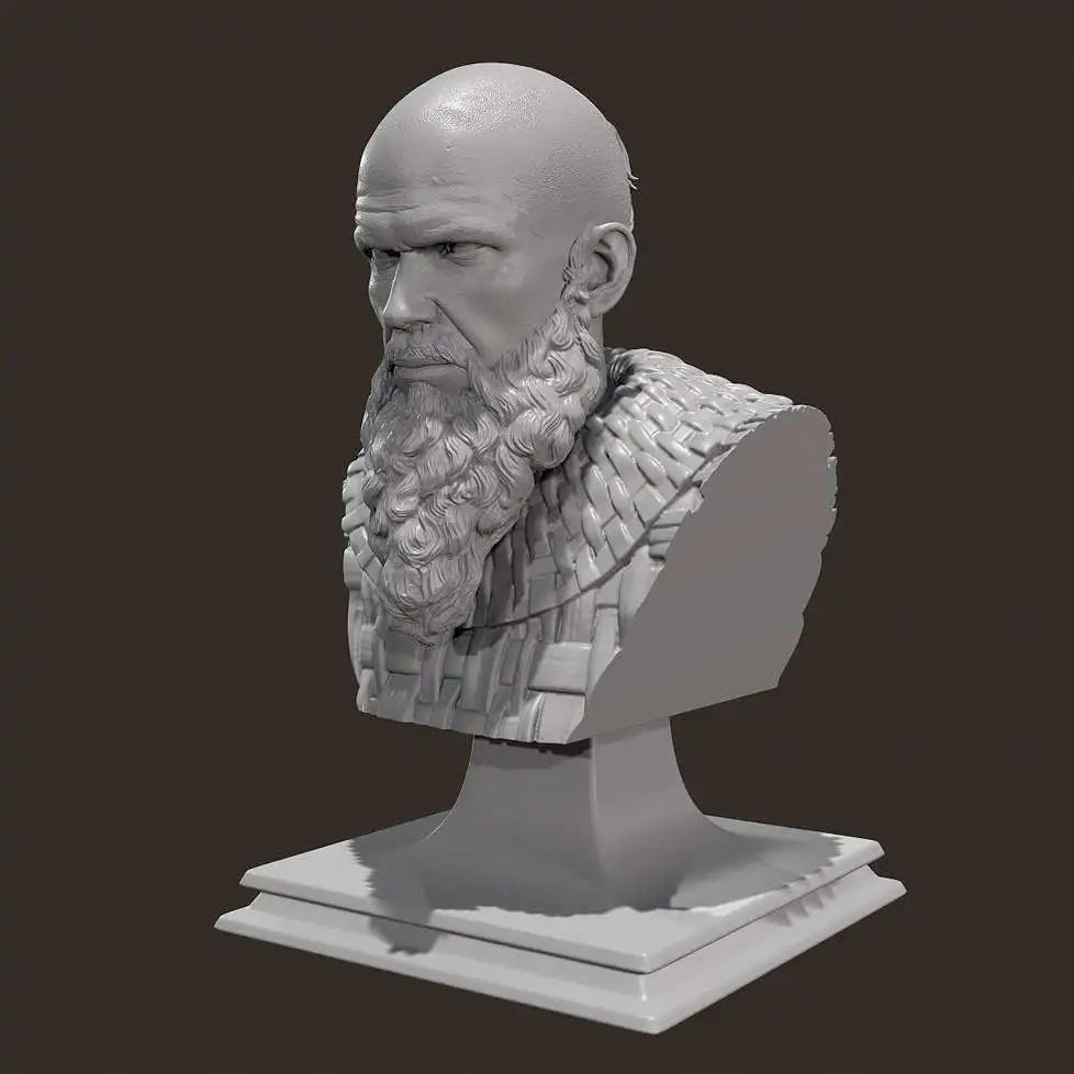 70mm Medieval Barbarian, Resin Model Bust Kit, Unassembled and Unpainted