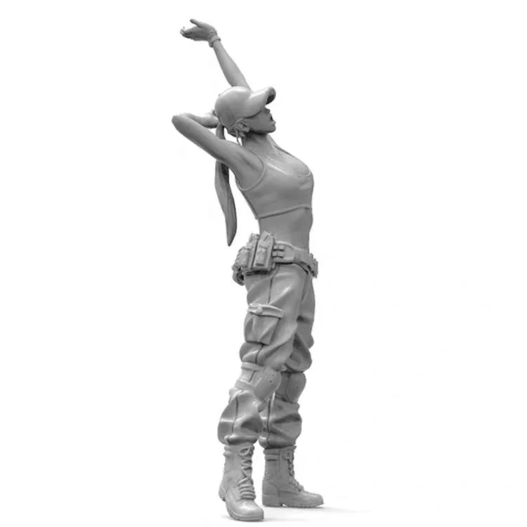 1/35 Female Tactical Operator Arms Raised, Resin Model Figure Kit, Unassembled and Unpainted