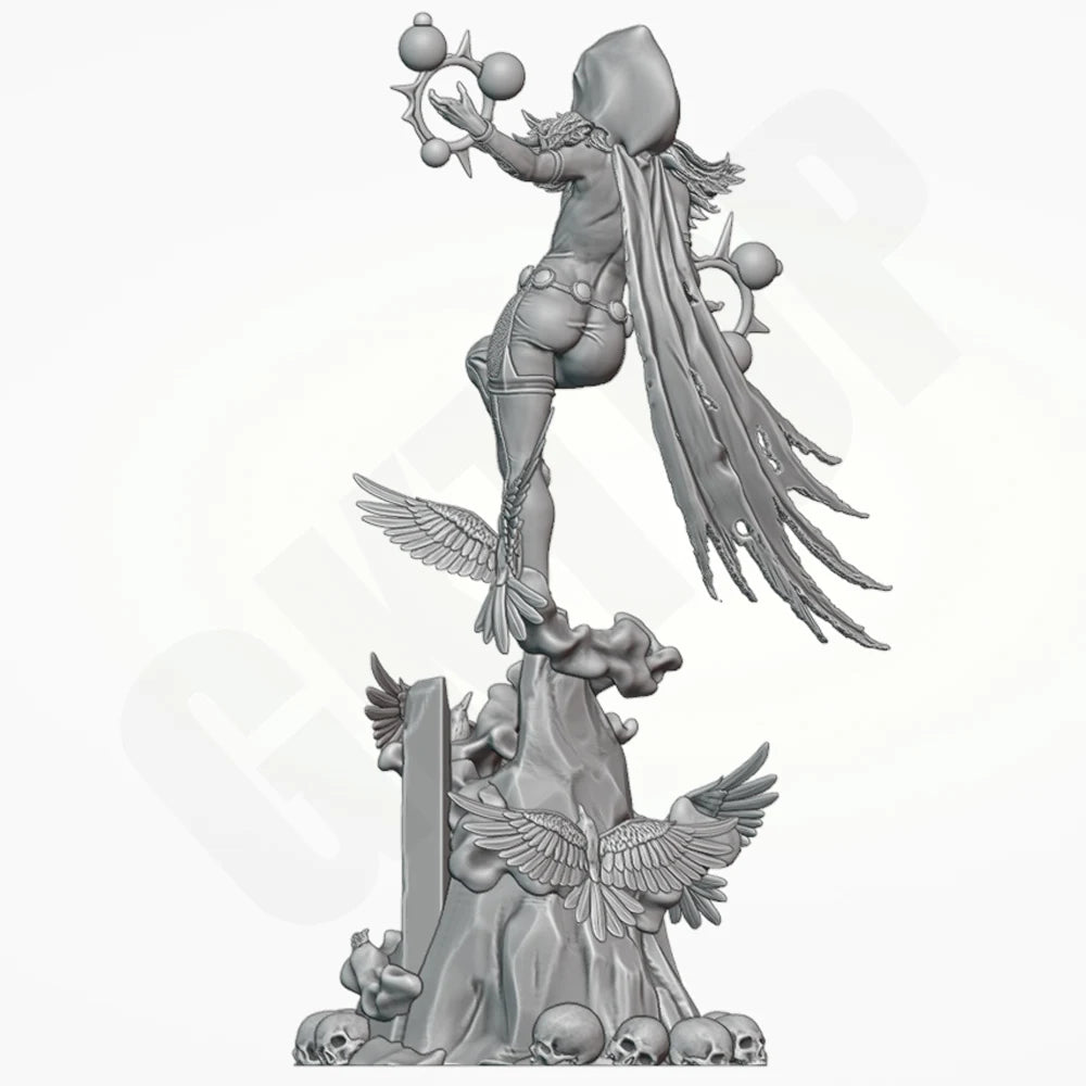 1/24 Belle Crow Winged Sorceress, Resin Model Figure Kit, Fantasy Theme, Unassembled and Unpainted