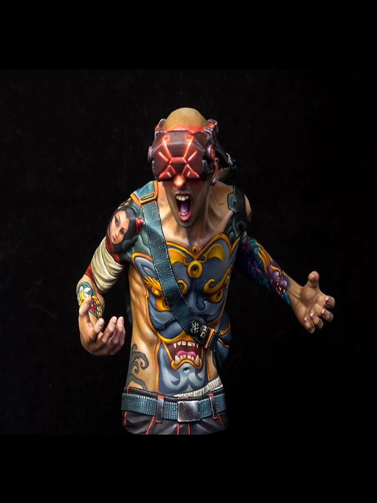 1/10 Modern Punk Commander with Ornate Jacket and Mask, Resin Model Bust Kit, Unassembled and Unpainted