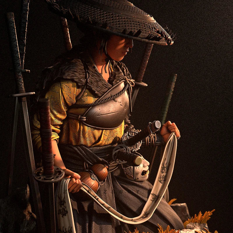 115mm Eastern Warrior with Sword, Resin Model Figure Kit, Fantasy Theme, Unassembled and Unpainted