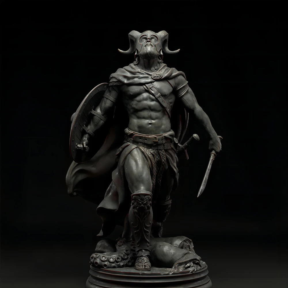 1/24 Spiral-Horned Demon Lord with Cloak, Resin Model Figure Kit, Fantasy Theme, Unassembled and Unpainted