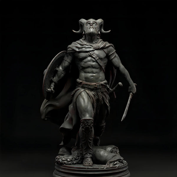 1/24 Spiral-Horned Demon Lord with Cloak, Resin Model Figure Kit, Fantasy Theme, Unassembled and Unpainted