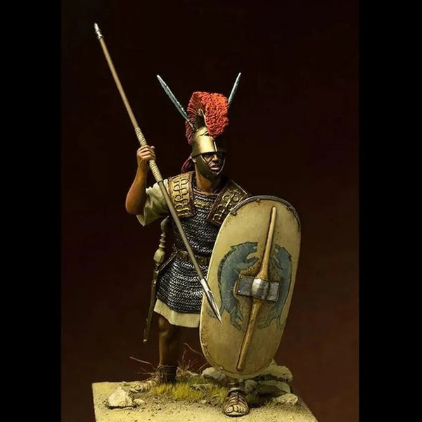 1/24 Horned Demon Warrior with Spear and Shield, Resin Model Figure Kit, Fantasy Theme, Unassembled and Unpainted
