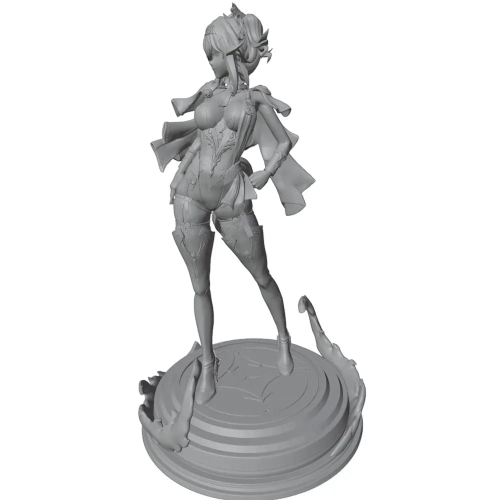 1/24 Female Warrior with Twin-Tails and Armored Sleeves, Resin Model Figure Kit, Anime Theme, Unassembled and Unpainted