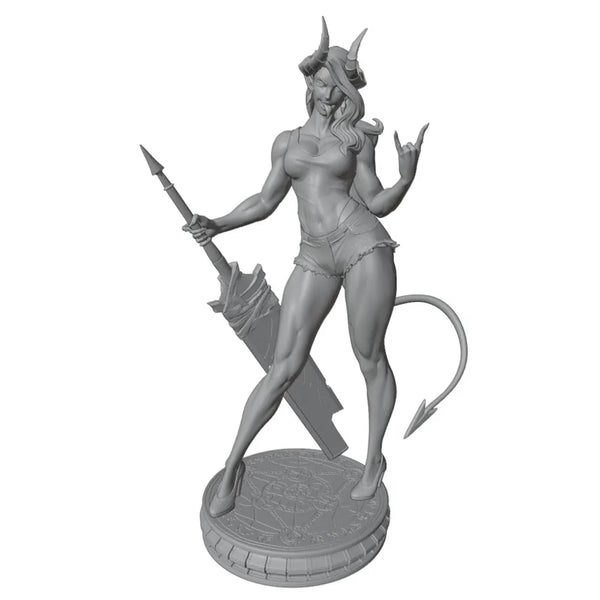 1/24 Demon Warrior with Curved Horns and Greatsword, Resin Model Figure Kit, Fantasy Theme, Unassembled and Unpainted