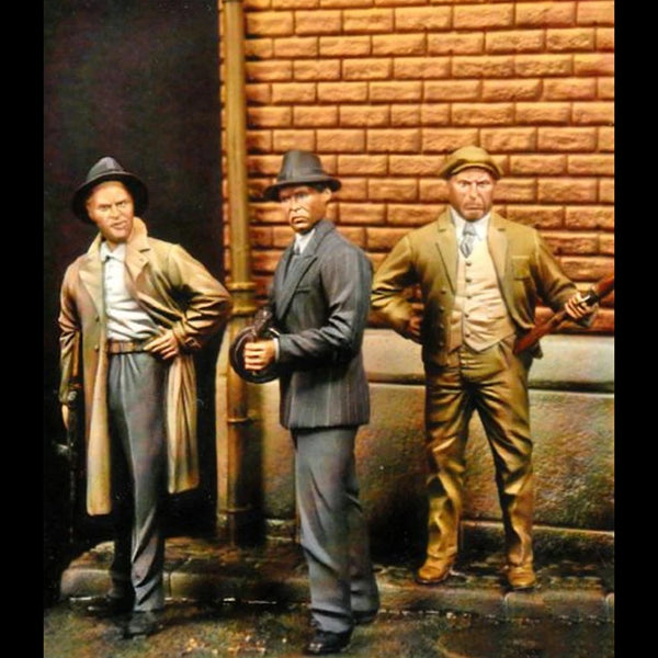 1/32 Modern 1930s Chicago Civilians, 3 Figures, Resin Model Figure Kit, Unassembled and Unpainted