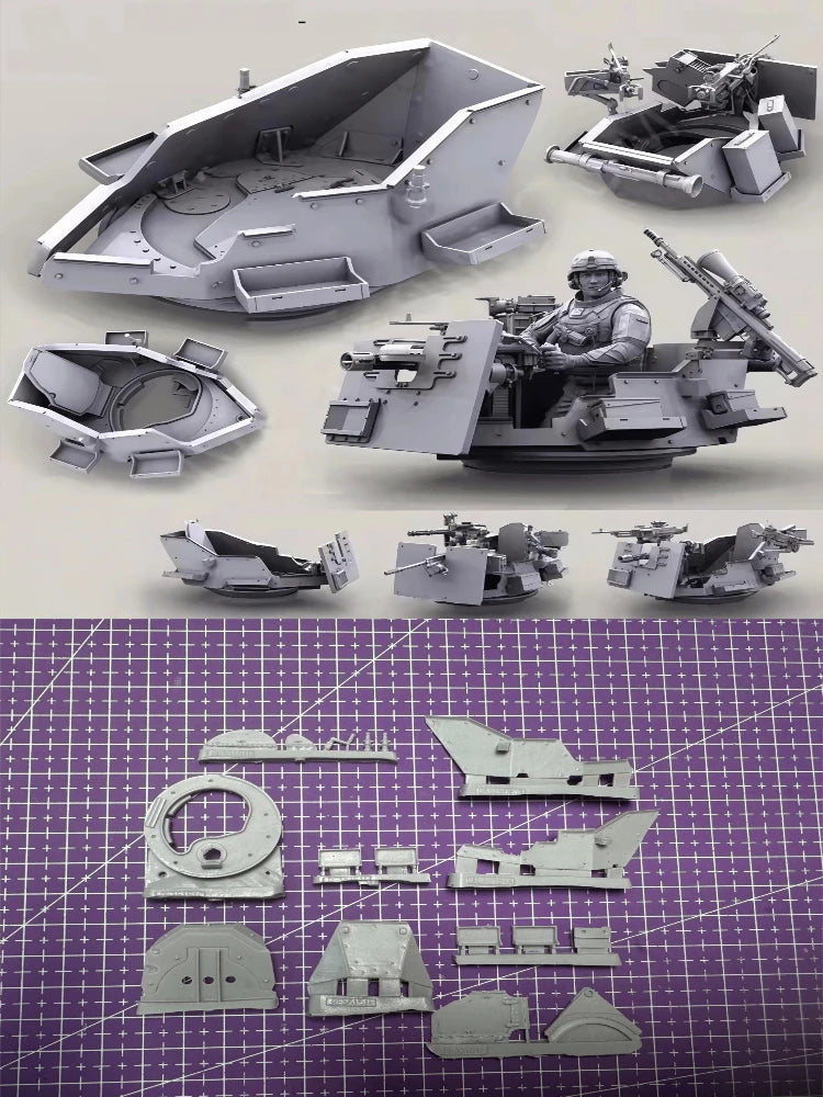1/35 WWII Tank Turret Retrofit, Resin Model Vehicle Kit, Unassembled and Unpainted