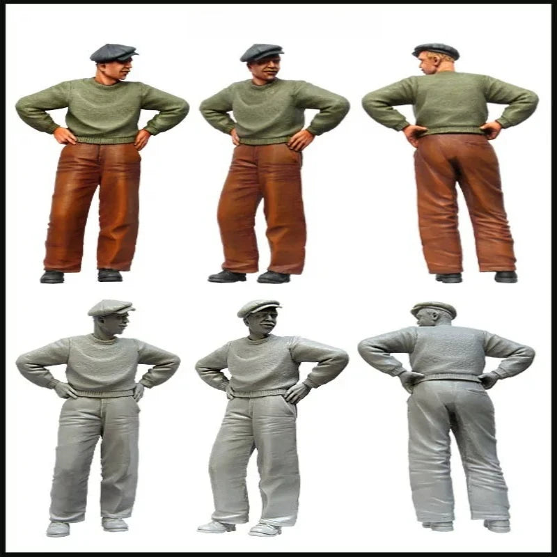 1/35 WWII Civilian Workers, 6 Figures, Resin Model Figure Kit, Unassembled and Unpainted