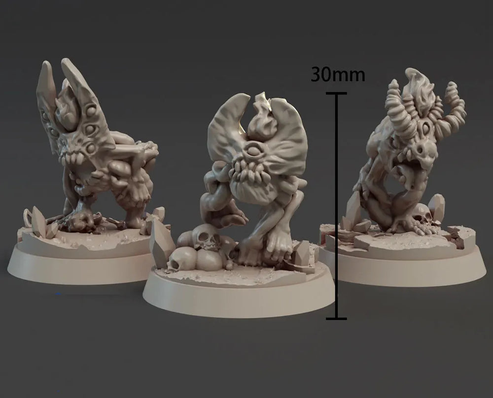 Daemonic Fantasy Creatures, 3 Figures, Resin Model Figure Kit, Fantasy Theme, Unassembled and Unpainted