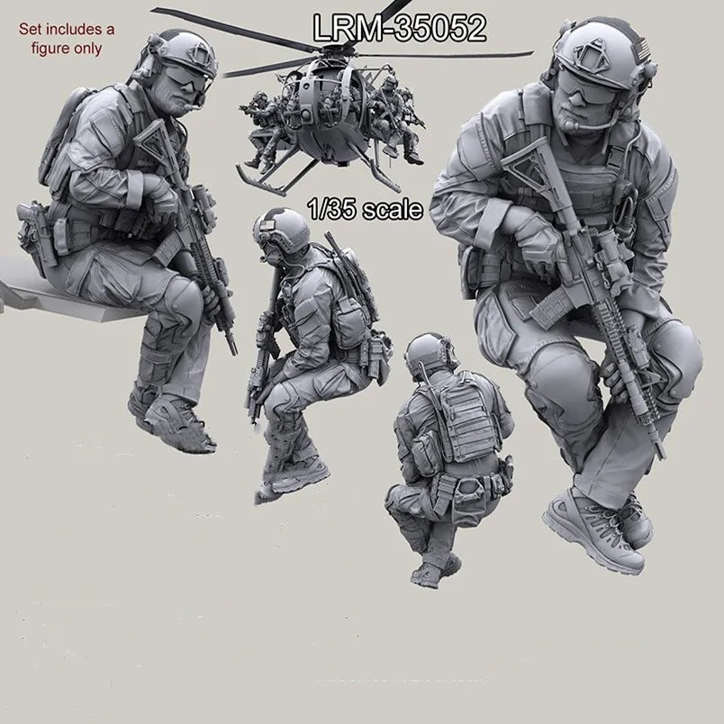 1/35 Modern Special Forces Conducting Helicopter Assault, 9 Figures, Resin Model Figure Kit, Unassembled and Unpainted