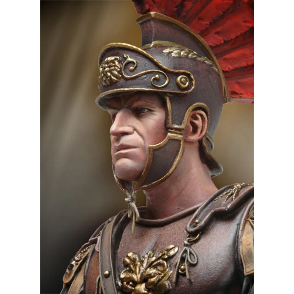 1/10 Ancient Roman General with Red-Plumed Helmet and Lion Armor, Resin Model Bust Kit, Unassembled and Unpainted