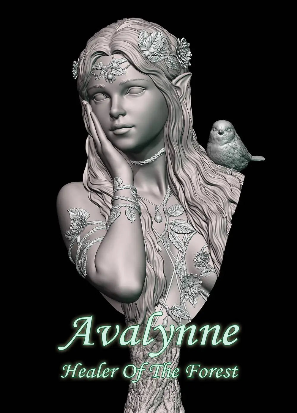 1/10 Avalynne Female Healer, Resin Model Bust Kit, Fantasy Theme, Unassembled and Unpainted