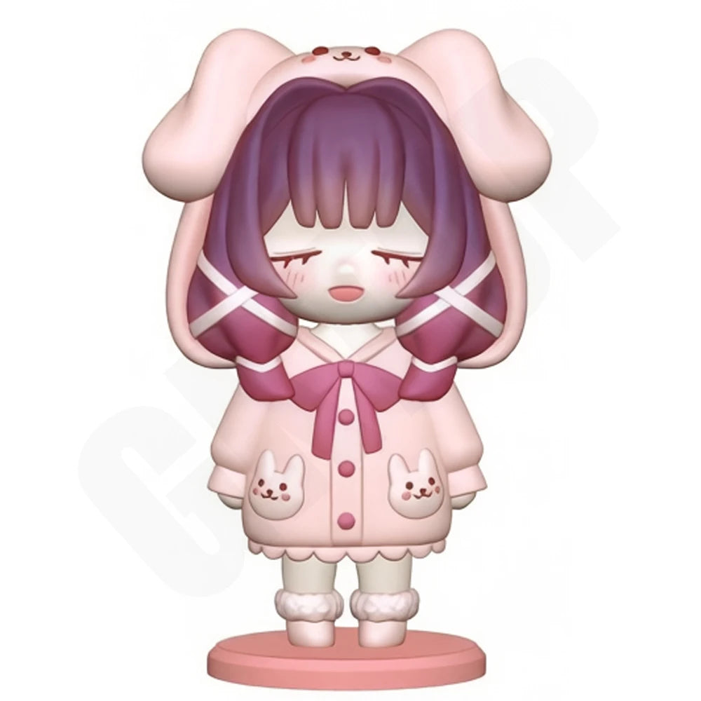 75mm Chibi Girl with Cat Ears and Bow, Resin Model Figure Kit, Anime Theme, Unassembled and Unpainted