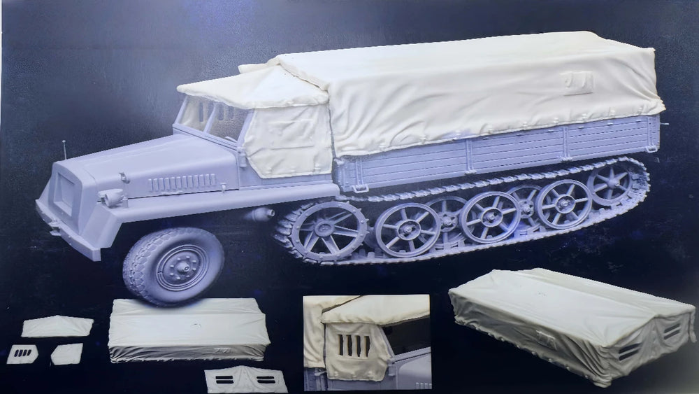 1/35 WWII SWS Half-Track Transporter, Resin Model Vehicle Kit, Unassembled and Unpainted