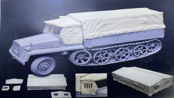 1/35 WWII SWS Half-Track Transporter, Resin Model Vehicle Kit, Unassembled and Unpainted