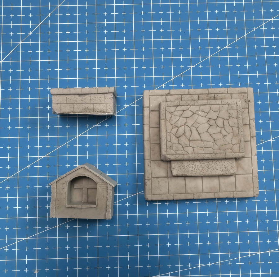 Medieval Stone Chapel Shrine Diorama Base Resin Terrain Kit - resin model view 2